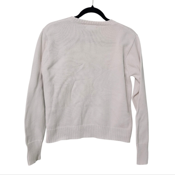 Lauren Ralph Lauren Classic Cotton Crewneck White Long Sleeve Sweater Sm Petite - Picture 2 of 7